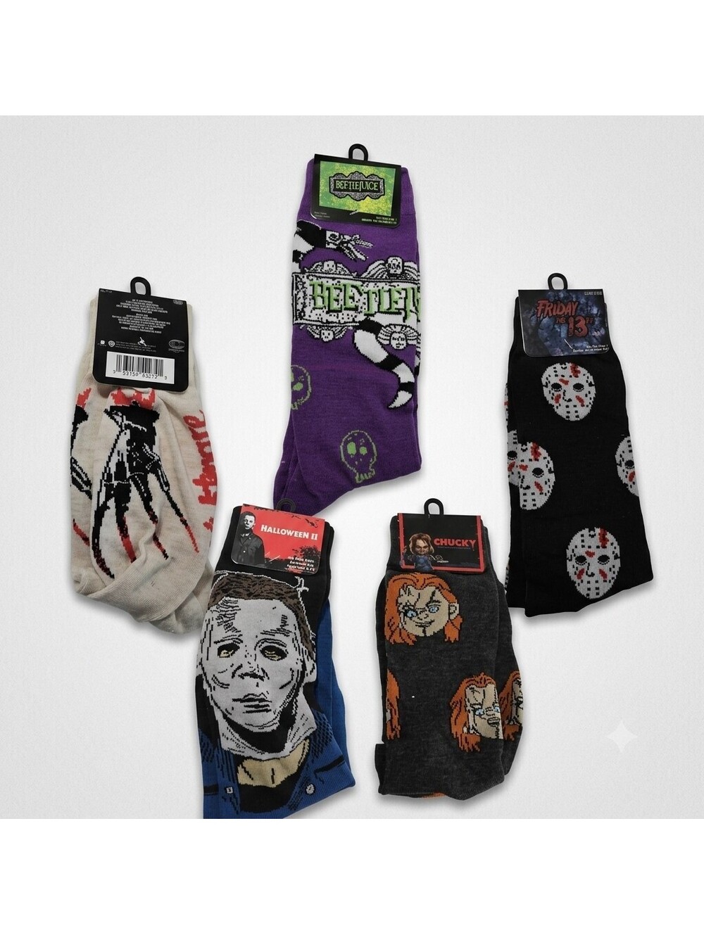 Socks / Classic Horror Movie Villains Novelty Crew Socks 5-Pair Lot New w/ Tags